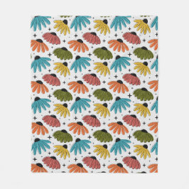 Retro Halftone Coneflowers Fleece Deken