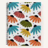 Retro Halftone Coneflowers Notitieboek (Voorkant)