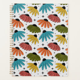 Retro Halftone Coneflowers Planner
