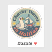 Retro Halifax Seagull Waves Sticker (Vel)