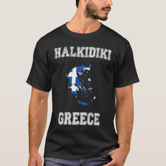 Retro Halkidiki Griekenland Vervuild Griekse Vlag T-shirt