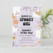 Retro Halloween 1er anniversaire Invitation (Debout devant)