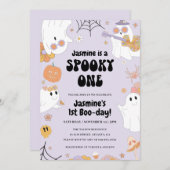 Retro Halloween 1er anniversaire Invitation (Devant / Derrière)