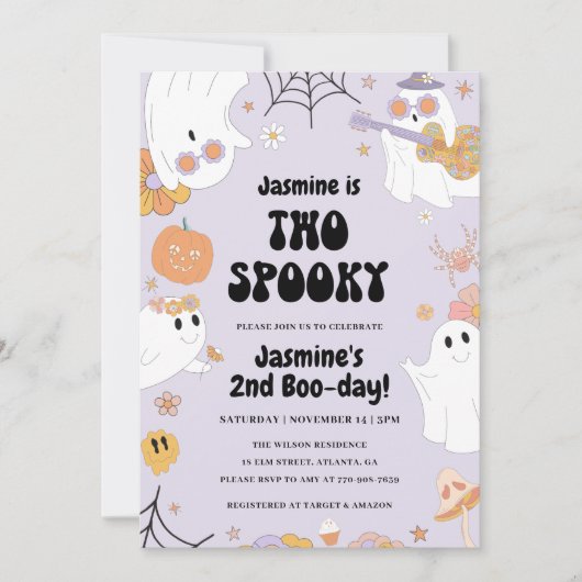 Retro Halloween 2e anniversaire Invitation (Devant)