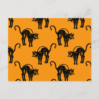 Retro Halloween Black Cats Briefkaart