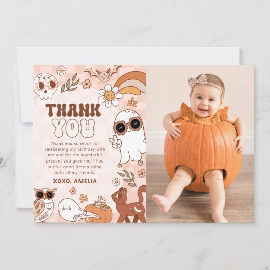Retro Halloween Carte de remerciements photo (Devant)