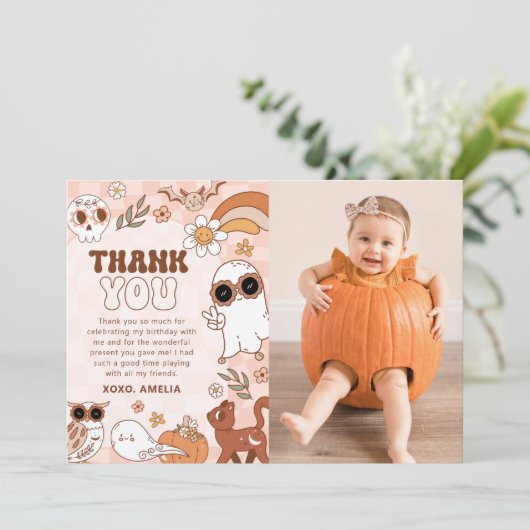 Retro Halloween Carte de remerciements photo (Debout devant)