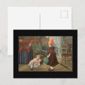 RETRO HALLOWEEN Carte postale "HALLOWEEN GREETINGS (Devant / Derrière)