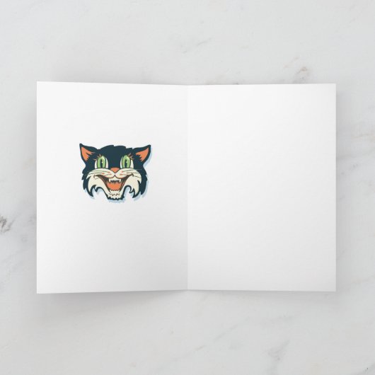 Retro Halloween Cat Kaart (Binnen)