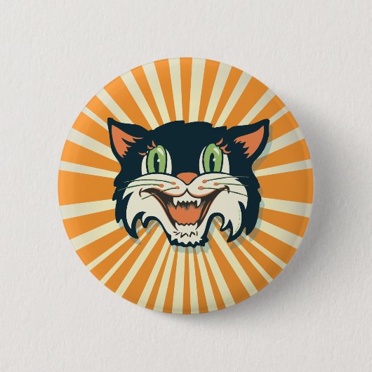 Retro Halloween Cat Ronde Button 5,7 Cm (Voorkant)