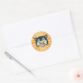 Retro  Halloween Cat Ronde Sticker (Envelop)