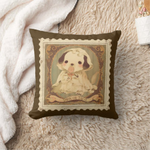 Retro Halloween Chiot ou Coussin de traitement