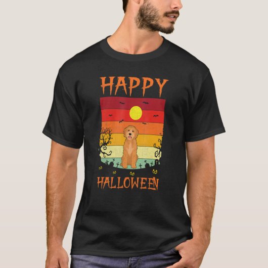 Retro Halloween Costumes Matching Goldendoodle Dog T-shirt (Voorkant)