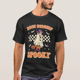 Retro Halloween Cowgirl Ghost Westerne Boot Scooti T-shirt