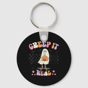  Retro Halloween Creep het echte Ghost Boy Fa Sleutelhanger