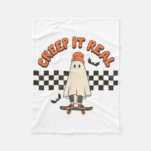 Retro Halloween Creep It Real Ghost Boy Herfst Sea Fleece Deken