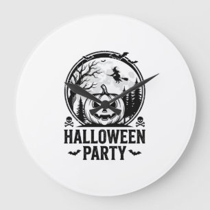 Retro Halloween-feest Pompoen Heks T-shirt Ontwerp Grote Klok