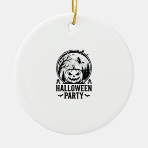 Retro Halloween-feest Pompoen Heks T-shirt Ontwerp Keramisch Ornament