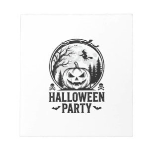 Retro Halloween-feest Pompoen Heks T-shirt Ontwerp Notitieblok