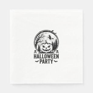 Retro Halloween-feest Pompoen Heks T-shirt Ontwerp Servet