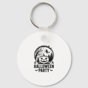Retro Halloween-feest Pompoen Heks T-shirt Ontwerp Sleutelhanger