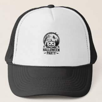 Retro Halloween-feest Pompoen Heks T-shirt Ontwerp Trucker Pet