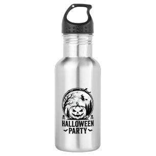 Retro Halloween-feest Pompoen Heks T-shirt Ontwerp Waterfles