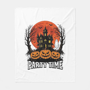 Retro Halloween Feest Tijd Geest Pompoen Shirt_1 Fleece Deken