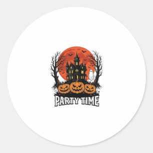 Retro Halloween Feest Tijd Geest Pompoen Shirt_1 Ronde Sticker