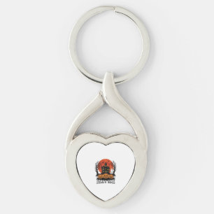 Retro Halloween Feest Tijd Geest Pompoen Shirt_1 Sleutelhanger