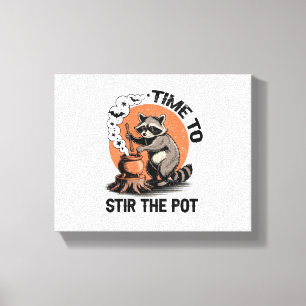 Retro Halloween Feral Time om de pot te roeren Canvas Afdruk