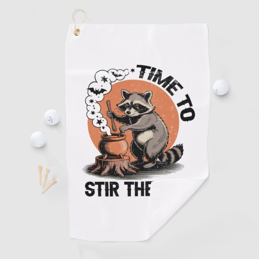 Retro Halloween Feral Time om de pot te roeren Golfhanddoek (Insitu)