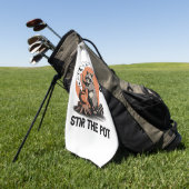 Retro Halloween Feral Time om de pot te roeren Golfhanddoek (Groen)