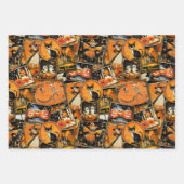 Retro Halloween Fun Collage Inpakpapier Vel (Voorkant)