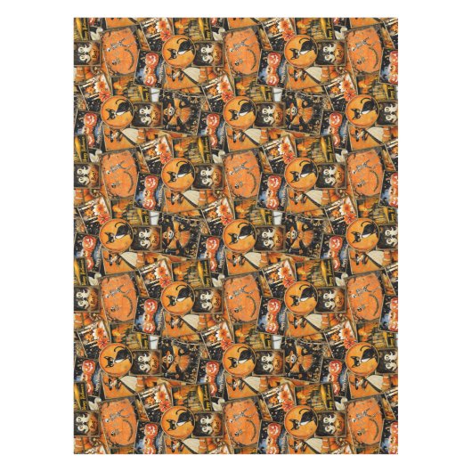 Retro  Halloween Fun Collage Tafelkleed (Voorkant)