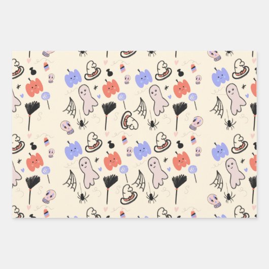 Retro Halloween  Gedekte Doodles Inpakpapier Vel (Voorkant 3)