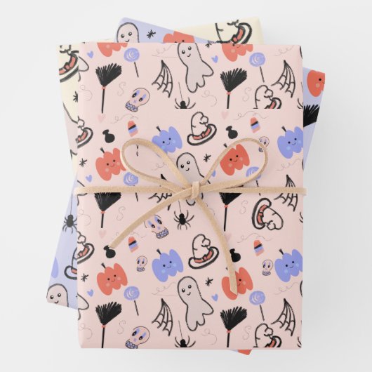 Retro Halloween  Gedekte Doodles Inpakpapier Vel (In situ)