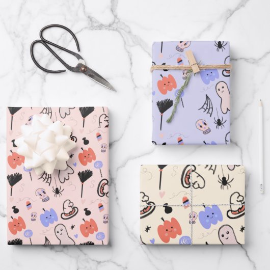 Retro Halloween  Gedekte Doodles Inpakpapier Vel (Voorkant)