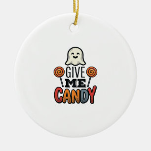 Retro Halloween Geef Me Snoep Geest T-Shirt Ontwer Keramisch Ornament