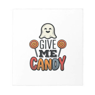 Retro Halloween Geef Me Snoep Geest T-Shirt Ontwer Notitieblok
