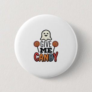 Retro Halloween Geef Me Snoep Geest T-Shirt Ontwer Ronde Button 5,7 Cm