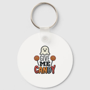 Retro Halloween Geef Me Snoep Geest T-Shirt Ontwer Sleutelhanger