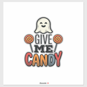 Retro Halloween Geef Me Snoep Geest T-Shirt Ontwer Sticker