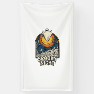 Retro Halloween Geest Kerkhof Gravure Shirt_ Spandoek