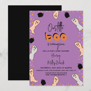 Retro Halloween Geest Onze Kleine Boo Baby Shower Kaart