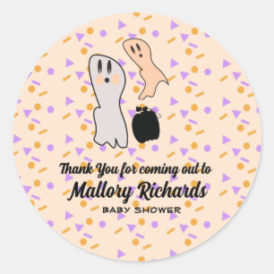 Retro Halloween Geest Onze Kleine Boo Baby Shower Ronde Sticker