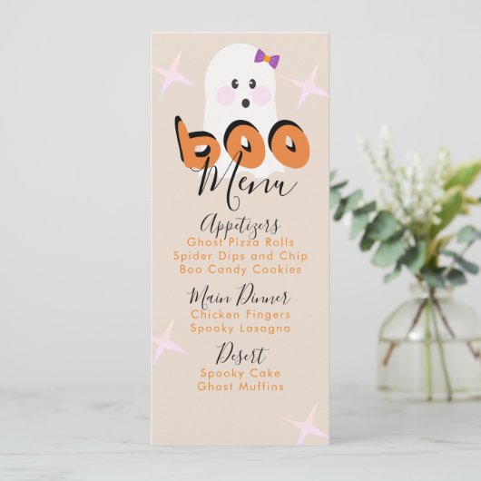 Retro Halloween Ghost Anniversaire Menu (Debout devant)