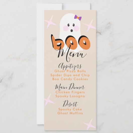 Retro Halloween Ghost Anniversaire Menu (Devant)