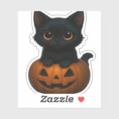 Retro Halloween Ghost en Cat Oversized T-Shirt Sticker (Vel)