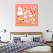 Retro Halloween Ghost Pompoen Spin Web Witch Pet Canvas Afdruk (Insitu (Slaapkamer))